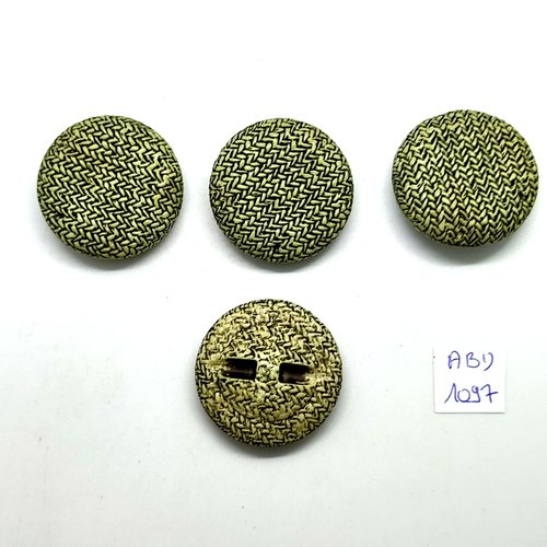 4 boutons en résine jaune et noir - 34mm - abd1097