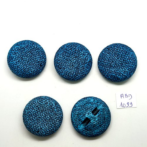 5 boutons en résine bleu et noir - 34mm - abd1099