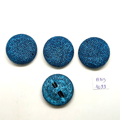 4 boutons en résine bleu et noir - 34mm - abd1099