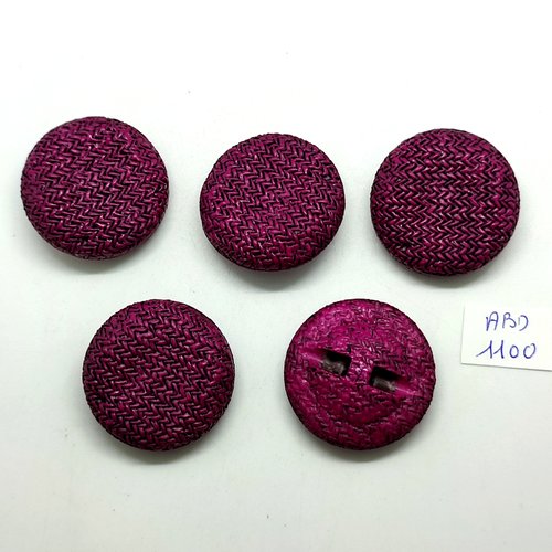 5 boutons en résine bordeaux / violet et noir - 34mm - abd1100
