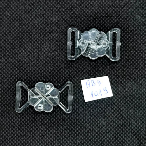 2 attaches en résine transparent - 32mm fermé -  abd1019