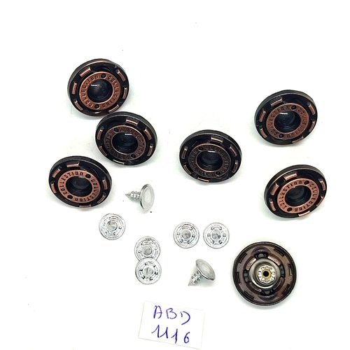 7 boutons pressions en métal cuivre - 20mm - abd1116