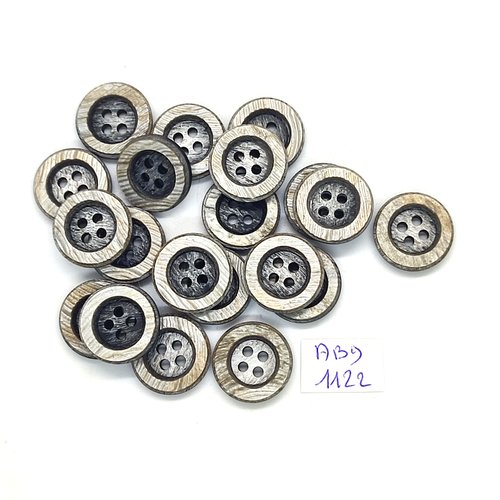 20 boutons résine gris - 17mm- abd1122