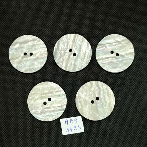 5 boutons résine blanc cassé - 35mm- abd1125