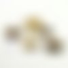 5 boutons métal doré et nylon - 21mm - 17mm et 14mm- tr4346