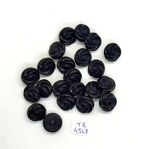 22 boutons résine noir - 15mm - tr4348