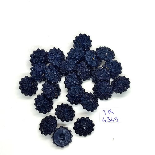 22 boutons résine bleu foncé - 16mm - tr4349