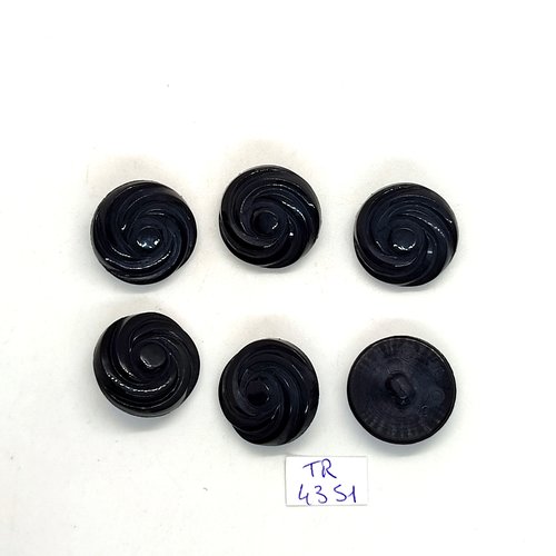 6 boutons résine noir - 23mm - tr4351