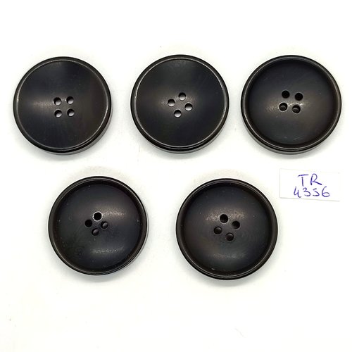 5 boutons résine noir - 34mm - tr4356