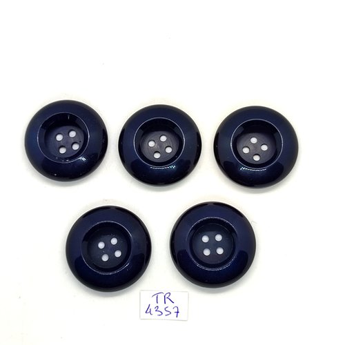 5 boutons résine bleu foncé - 30mm - tr4357
