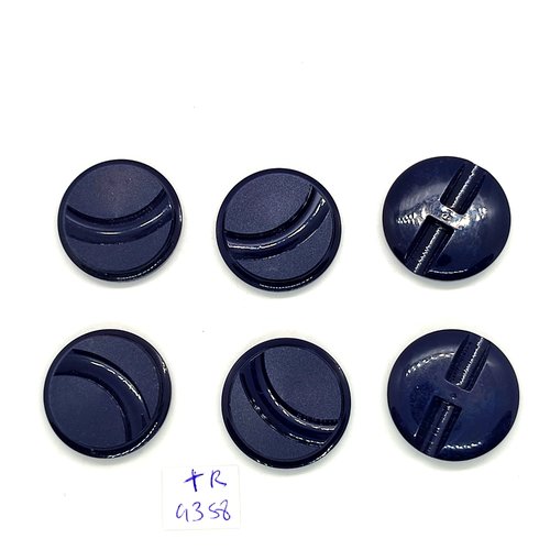 6 boutons résine bleu foncé - 27mm - tr4358