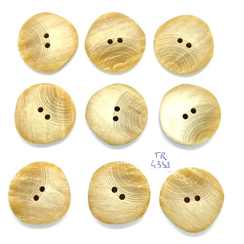 9 boutons résine beige - 34mm - tr4359