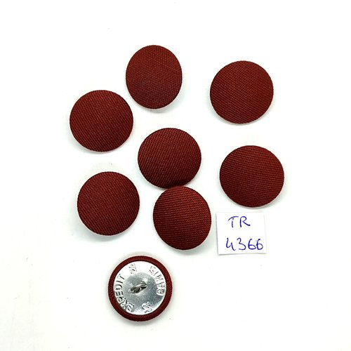 8 boutons en tissu marron et métal argenté - 22mm - tr4366