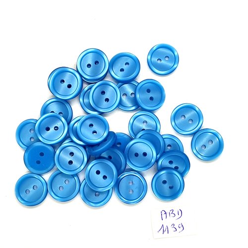 35 boutons résine bleu - 15mm- abd1139
