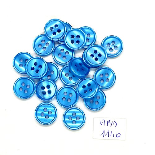 22 boutons résine bleu - 13mm- abd1140