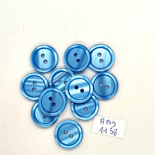 11 boutons résine bleu - 17mm- abd1138