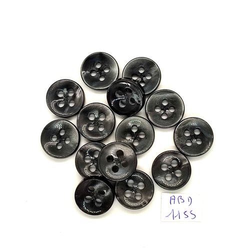 14 boutons résine gris foncé - 17mm- abd1155