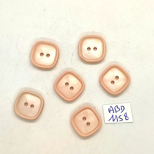6 boutons résine rose clair - 16x16mm- abd1158