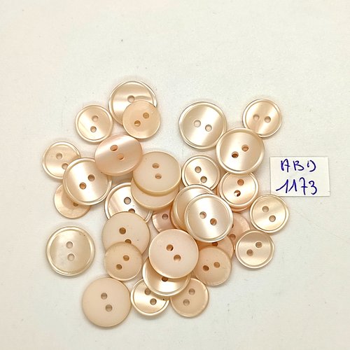 35 boutons résine rose clair - 13mm et 10mm- abd1173