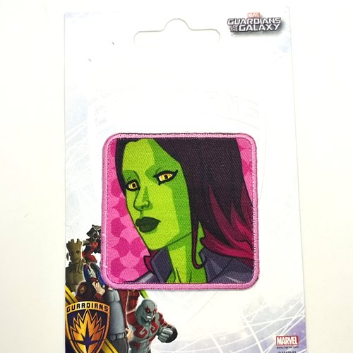 1 thermocollant / écusson à coudre vert et violet - of the galaxy - 6x6cm