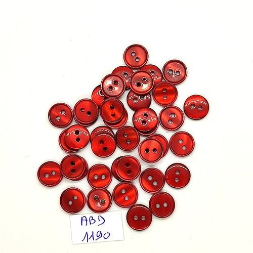 38 boutons résine rouge foncé - 10mm- abd1190