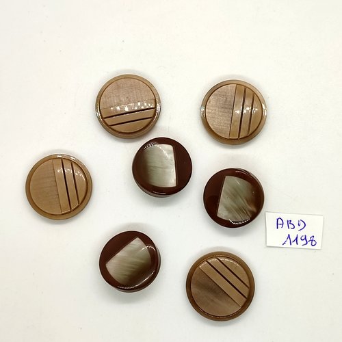 7 boutons résine marron - 22mm et 19mm - abd1198