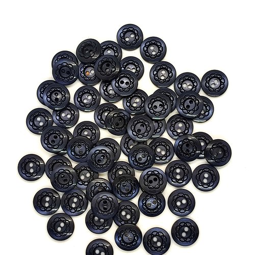 64 boutons résine bleu foncé - 10mm- abd1220
