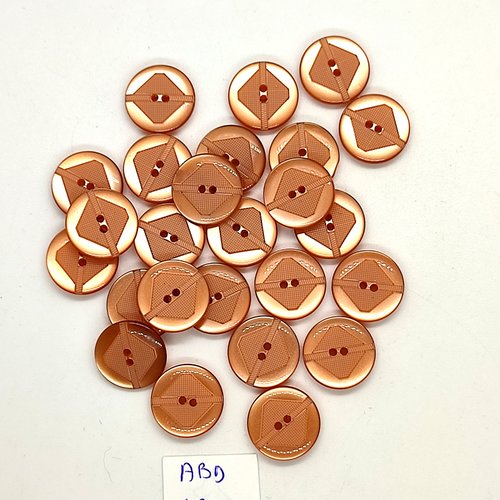25 boutons résine orange - 15mm- abd1225