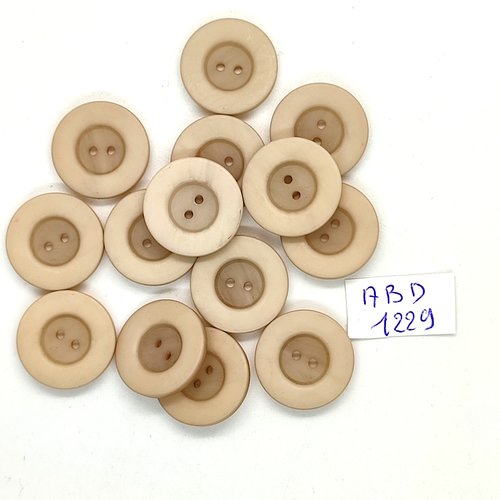14 boutons résine beige clair - 18mm- abd1229
