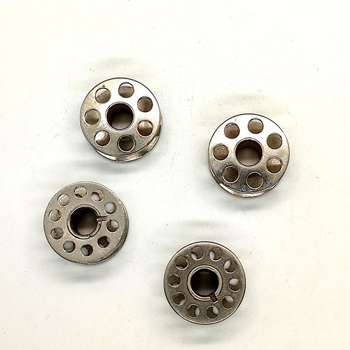 4 canettes pour machine à coudre métal argenté - diamètre 20mm