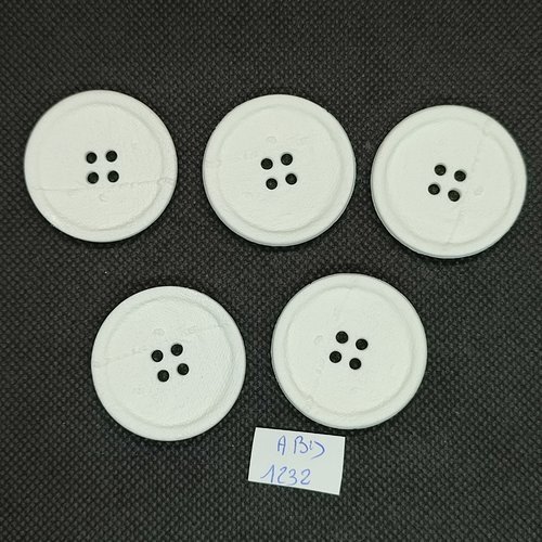 5 boutons résine blanc - 35mm- abd1232