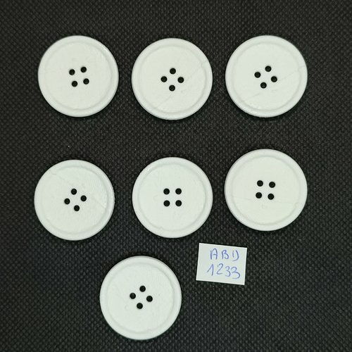 7 boutons résine blanc - 28mm- abd1233