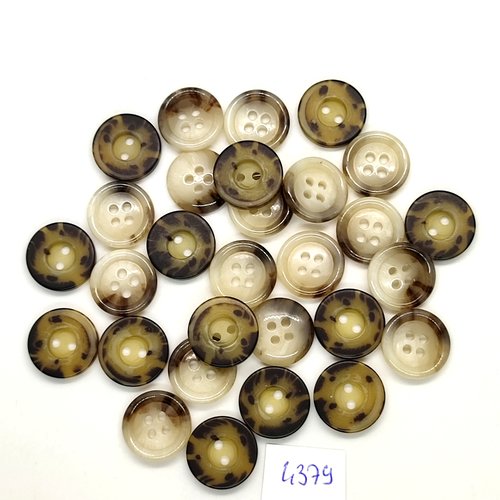 29 boutons résine marron et beige - 15mm- tr4379
