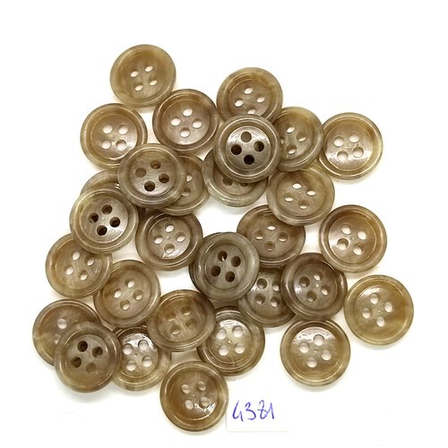 30 boutons résine taupe - 16mm- tr4381