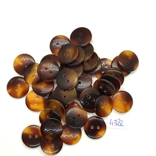 41 boutons résine marron et beige - 15mm- tr4382