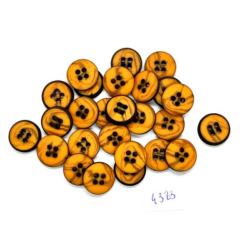 26 boutons bois orange et noir - 14mm- tr4383