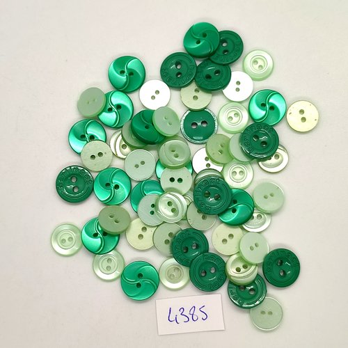 59 boutons résine vert - 12mm et 10mm- tr4385