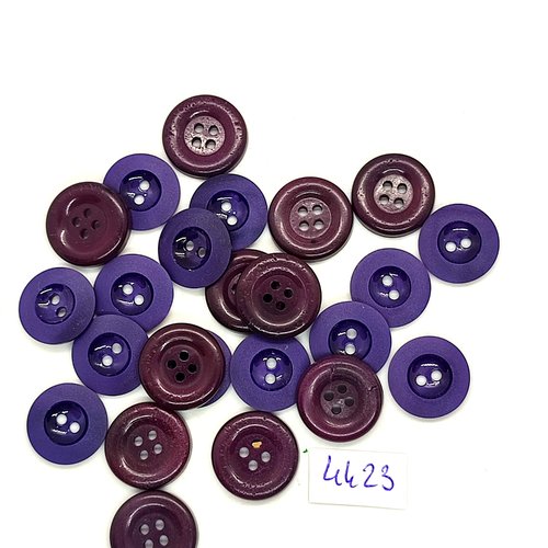 24 boutons résine violet et bleu - 14mm et 15mm- tr4423