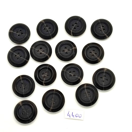 15 boutons résine noir - 20mm - tr4400