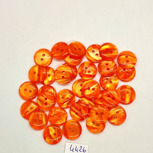 34 boutons résine orange - 14mm - tr4426