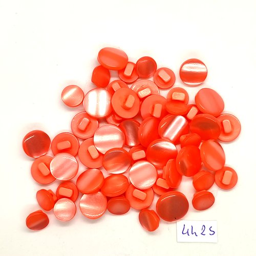 52 boutons résine rose / orange - entre 10mm et 14mm - tr4425