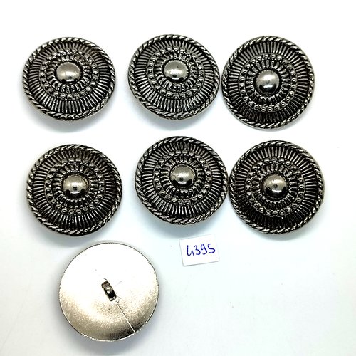 7 boutons résine argenté - 38mm - tr4395