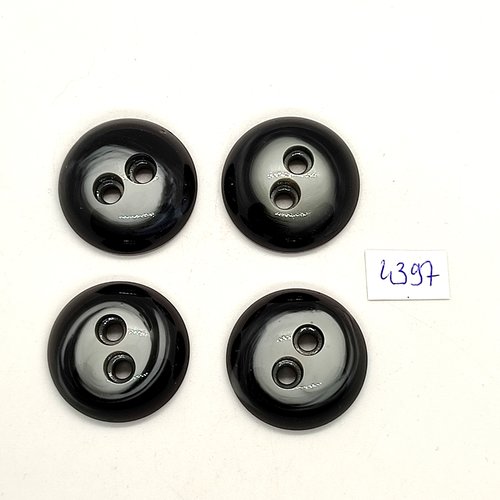 4 boutons résine gris et noir - 27mm - tr4397