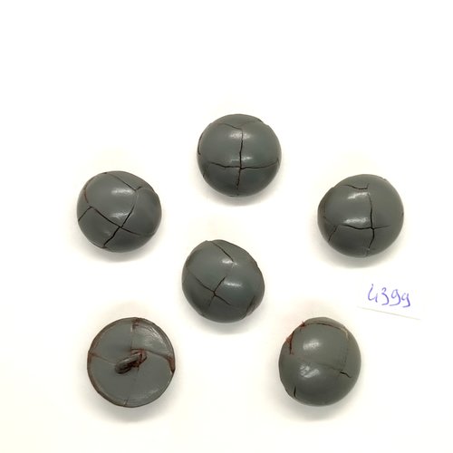 6 boutons cuir gris - 20mm - tr4399