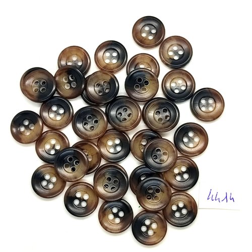 37 boutons résine marron / beige - 15mm - tr4414
