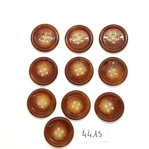 10 boutons résine marron / beige - 22mm - tr4415