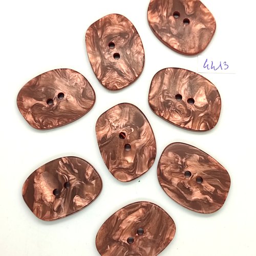 8 boutons résine marron marbré - 27x36mm - tr4413