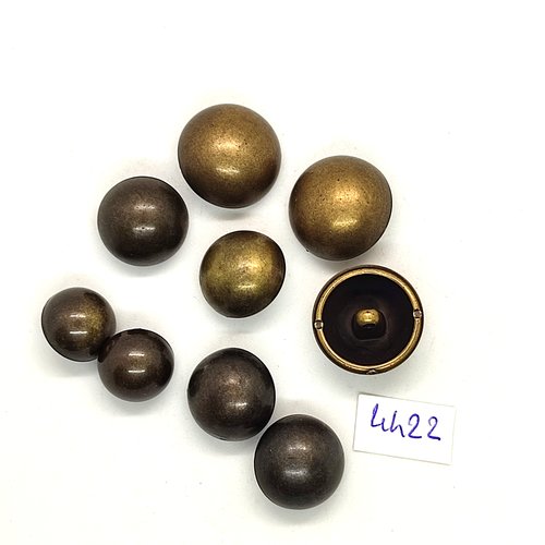 9 boutons métal bronze - 18mm - 16mm et 13mm - tr4422