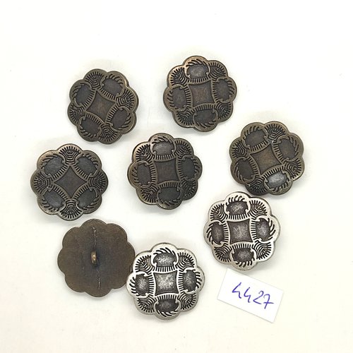8 boutons métal bronze et argenté - 24mm - tr4427