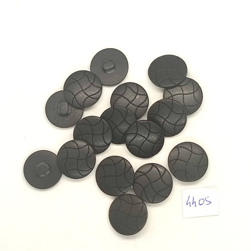 16 boutons résine noir - 18mm - tr4405